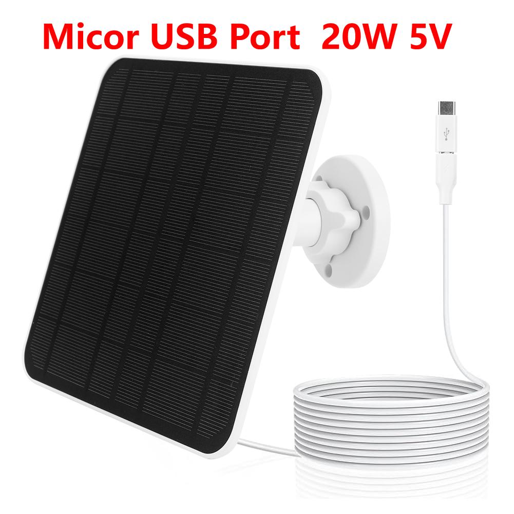 10W/20W 5V Solar Panel Outdoor Solar Cells Charger USB/Type-C Solar Panels Waterproof Solar Cells Charger for Security Camera