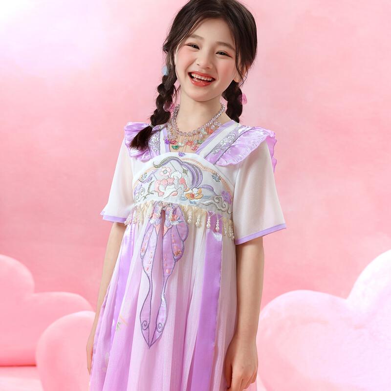 Girls' Hanfu Style Embroidered Summer Dress