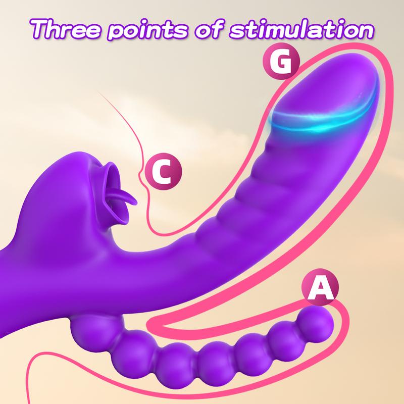 Vibrator Sex Toy for Women Anal Beads Tongue Licking Dildo Vibrators 3 IN 1 G Spot Stimulator Female Clitoral Vagina Masturbator