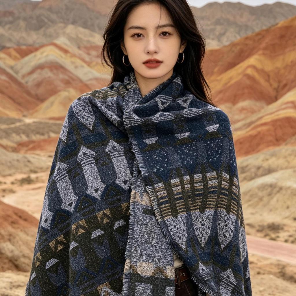 Bohemian Ethnic Style Women's Shawl: European & American Travel Photography Cape/Cloak