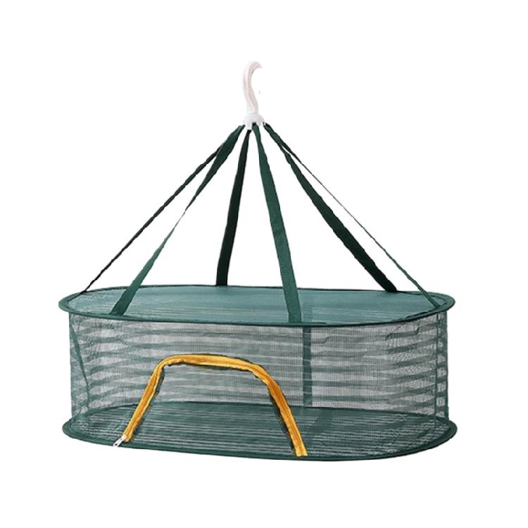 Breathable Mesh Fish Drying Rack Vegetable Dryer with 360 Degree Rotating Hook Foldable Indoor Hanging Hanging Net