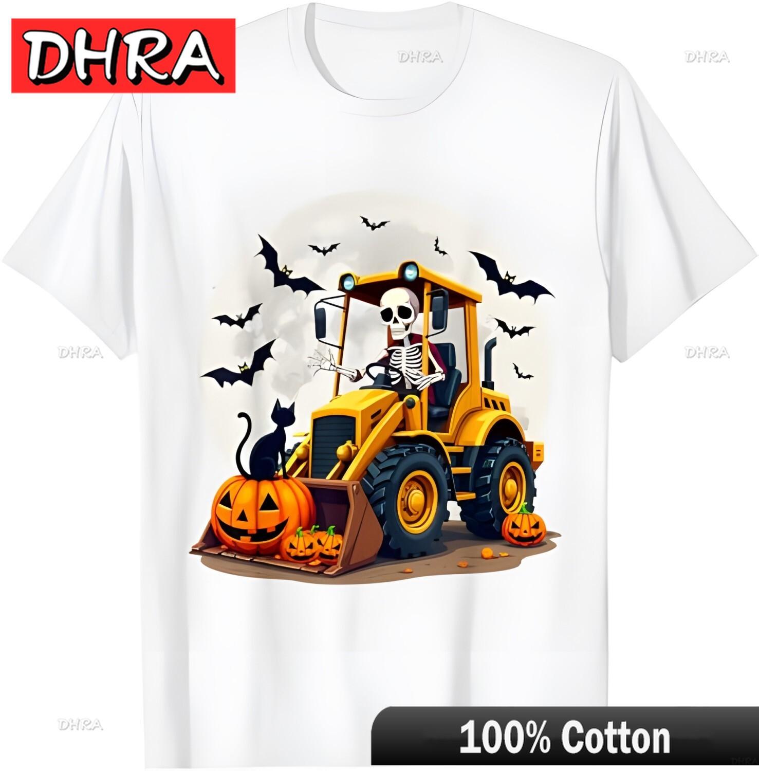 Spooky Skeleton Loader Pumpkins Black Cat Halloween TShirt Clothing Cool Modern Bold TShirts Shirts for Women TShirt Boys 4XL
