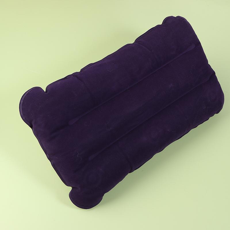 Portable Inflatable Flocking Pvc Pillow Camping Sleeping Air Pillow For Travel Outdoor Hiking Flight Foldable Head Rest Pillow