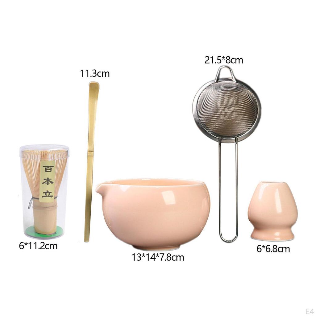 5 Pieces Japanese Matcha Set Bamboo Whisk Chawan Gifts Starter Kit Ceramic