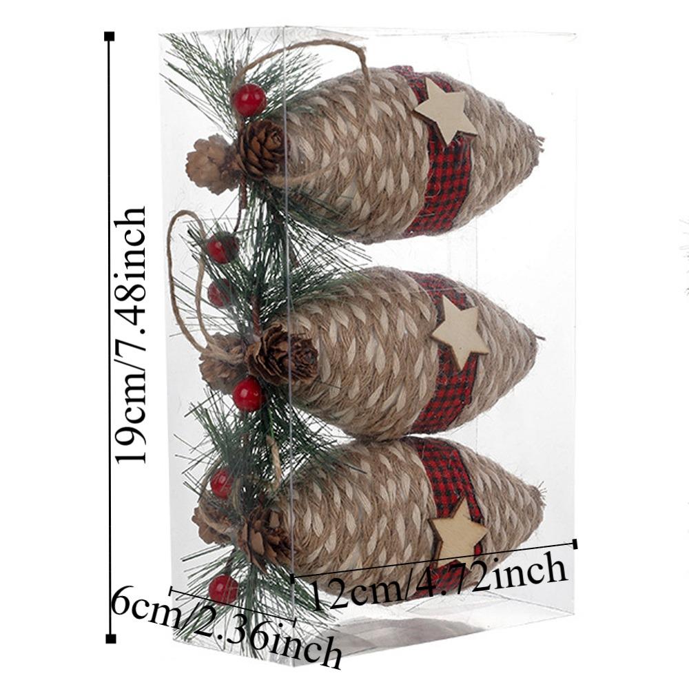 with Berry Leaves Christmas Tree Ball Red Green Plaid Cloth Christmas Tree Ornament  Xmas Decor