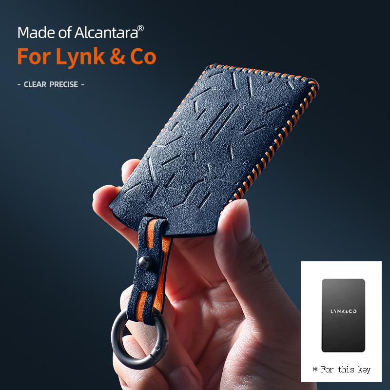 Interior Mouldings Alcantara For LYNK & CO 08 Car Key Case Suede Leather Keychain Auto Accessories Smart Remote Protector Card C