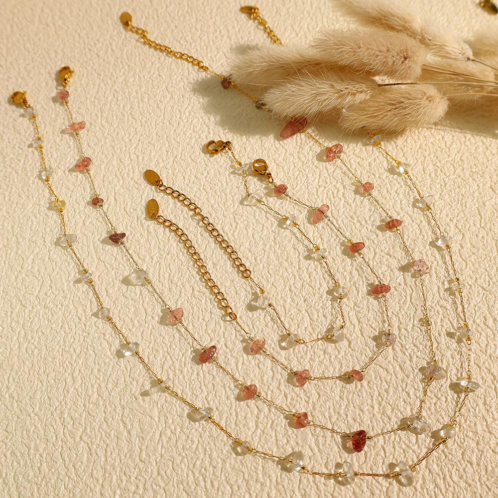 Colorful gravel boho style necklace bracelet irregular jewelry set for women