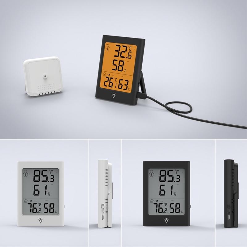 Temperature Humidity Detector Indoor Outdoor LCD Display Waterproof Electronic Humidity Sensor Temperature Meter Gauge