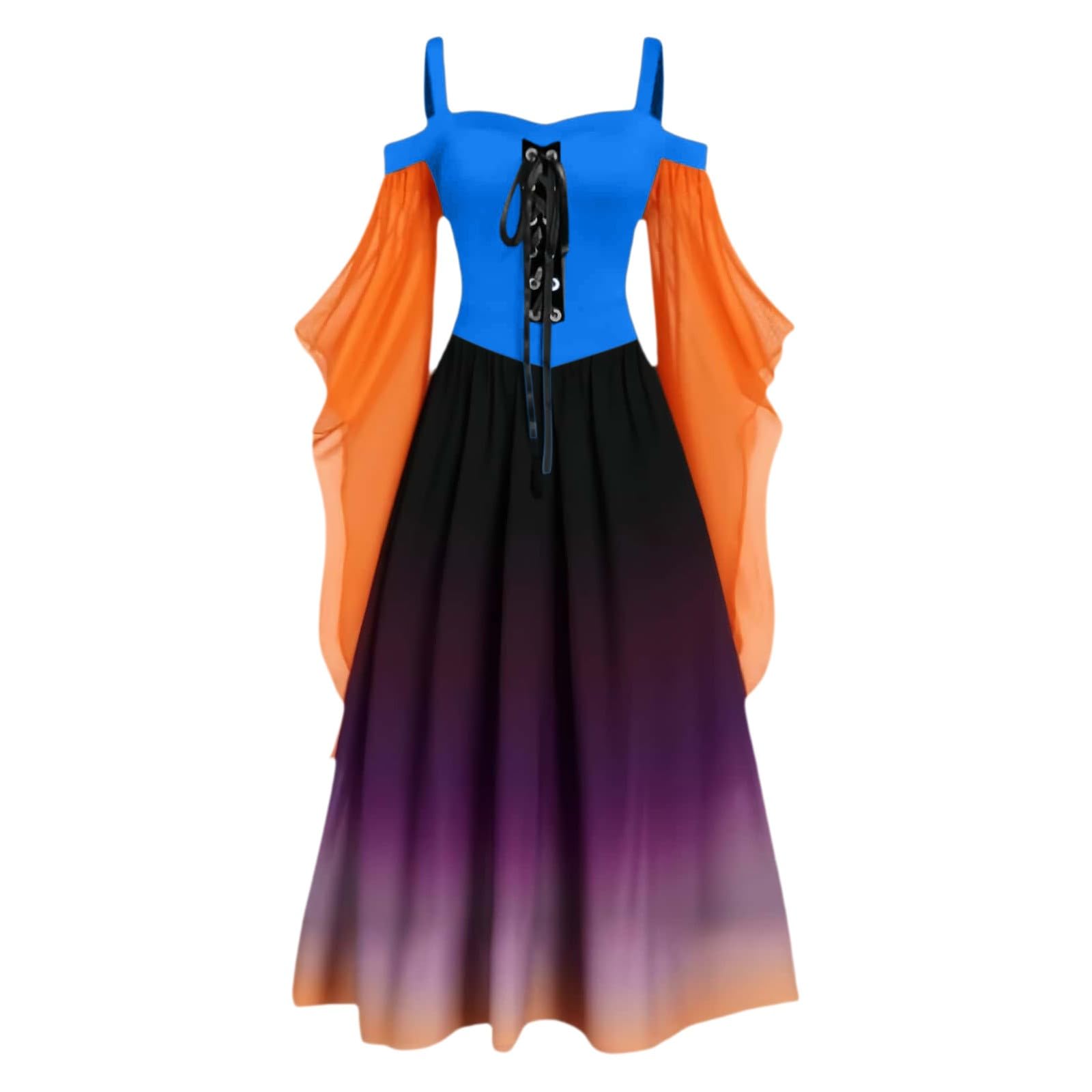 

Women s Fashion Halloween Strapless Printed Gradient Full-Skirted Long Dress S