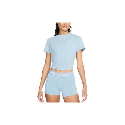 Dri-Fit Solid Logo Round Neck Short Sleeve T-Shirt Women Tops Blue DD4922-494
