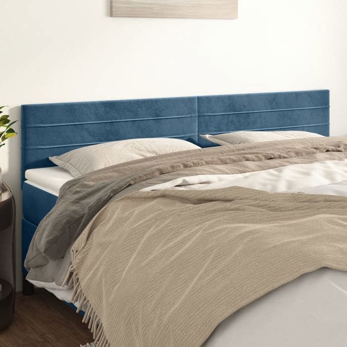 VidaXL 2x Têtes de Lit Meubles de Chambre à Coucher Accessoires de Lit Simple Têtes de Cadre de Lit Intérieur Bleu Foncé 346184
