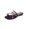 Silver rhinestone toe slippers women's outer wear 2025 new summer skirt low-heeled evening breeze French sandals