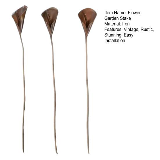 3 Pcs Rustic Metal Calla Lily Garden Stake Vintage Flower Outdoor Yard Art for Patio Lawn Garden Backyard Planter Pots Flower Beds Decor