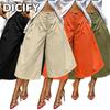 Calças e Capris Casuais Femininos DICFY com Estampa Lisa