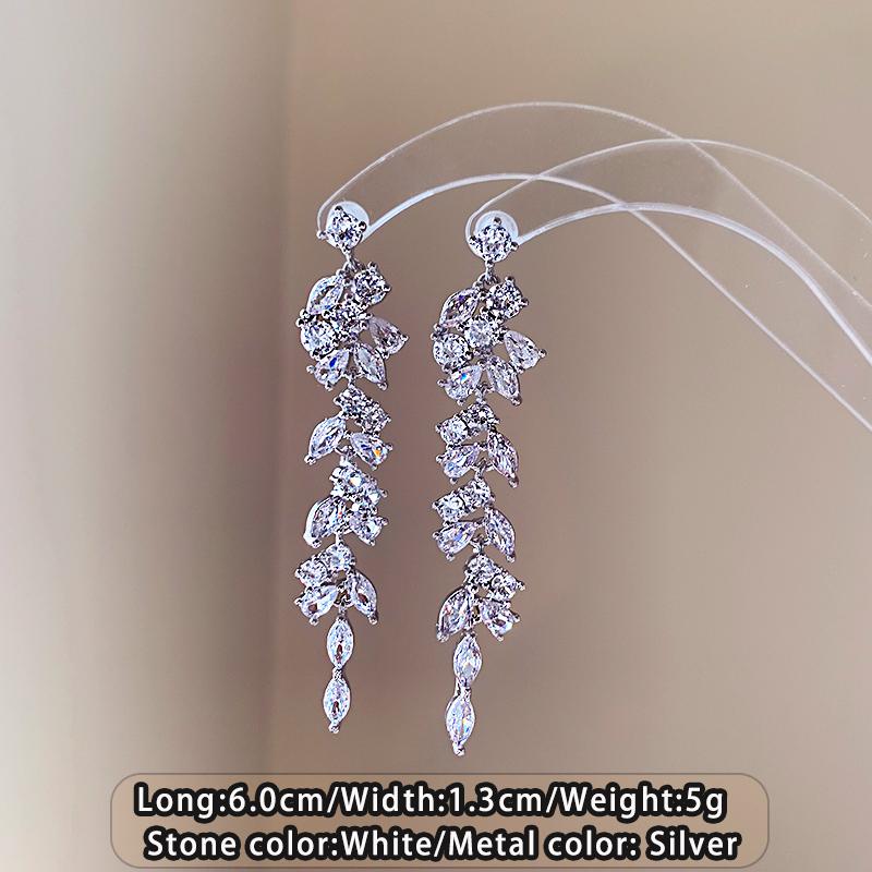 

Luxurious Sparkling Zircon Silver Color Wheat Spike tassel Pendant Earrings 2026 Design Women s Sexy Jewelry Fashion Accessories срібний