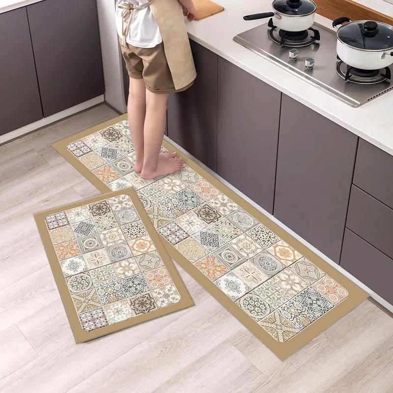 Kuchnia Dwuczęściowa Ścierka Dywanik Prosty Antypoślizgowy Odporny na Zużycie Brudny Wycieraczki Podłogowe Przedpokoju Dekoracja Domu