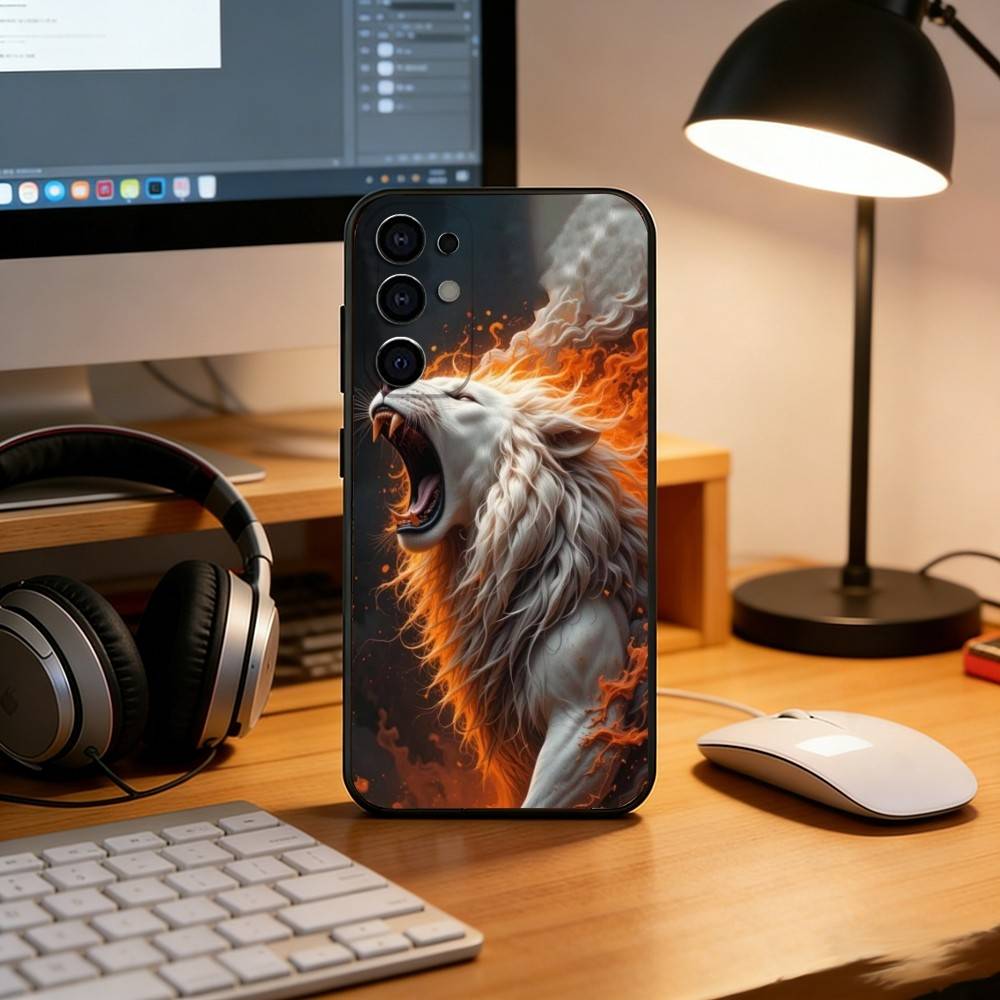 Majestic Lion Phone Case Black Silicone Soft For Samsung S25,S24,S21,S22,S23,S30,Ultra,S20,Plus,Fe,Lite Samsung S24Plus