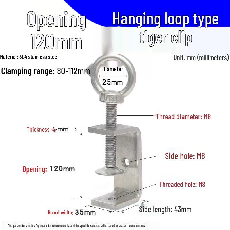 304 Stainless Steel U-Clamp Tiger Clamp with Hand-Tightened Eyebolt