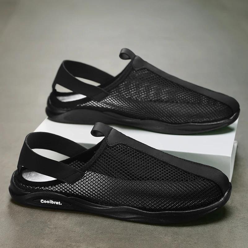 Summer Mens Casual Shoes Mesh Sandals Hollow Non-slip Platform Sneakers Versatile Breathable Walking Shoes Running Sport Shoes