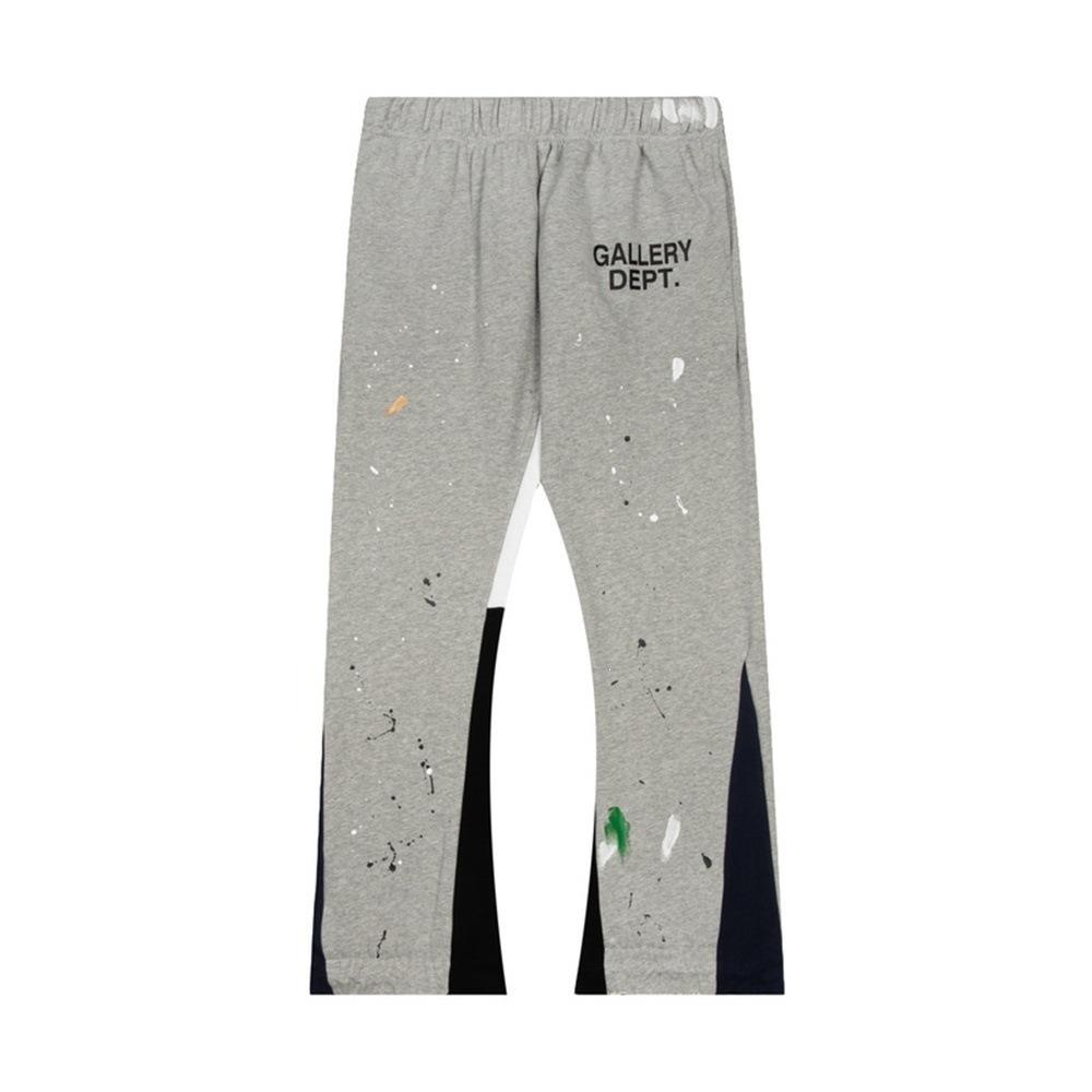 Gallery Dept Pantalon de survêtement décontracté style high street à cordon de serrage, splicing à éclaboussures d'encre peint à la main, légèrement tiré, pantalon de sport ample pour hommes et femmes