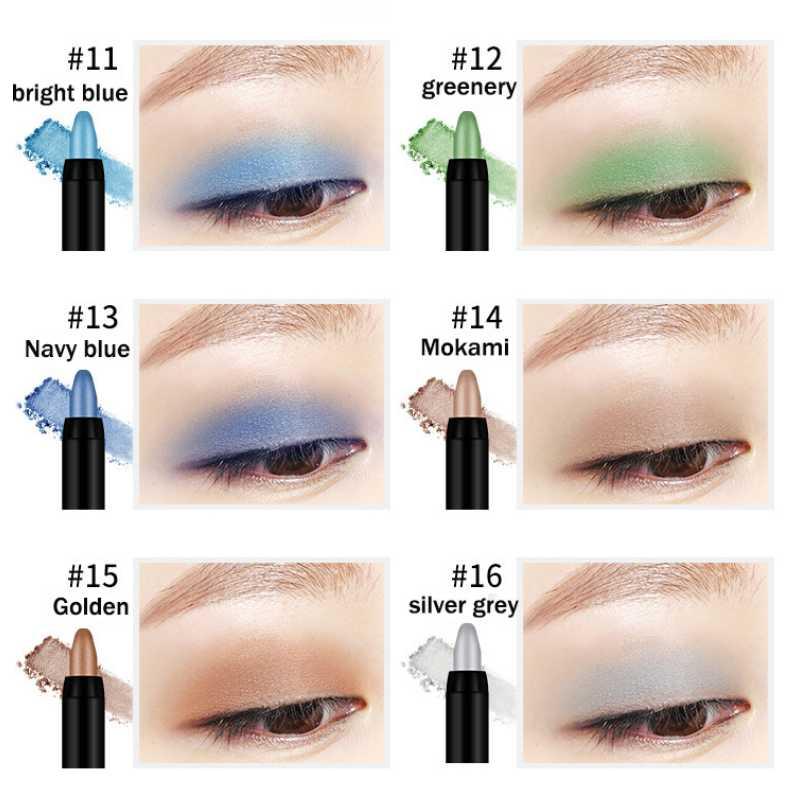 Bâton de crayon de fard à paupières nacré imperméable, 15 couleurs, paillettes durables, stylo d'ombre à paupières scintillant, Eyeliner, outils de maquillage pour les yeux