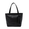 Gratante Big Tote Bag with Tassel, Women's Commuter Bag, Abb-g0003 (Black)