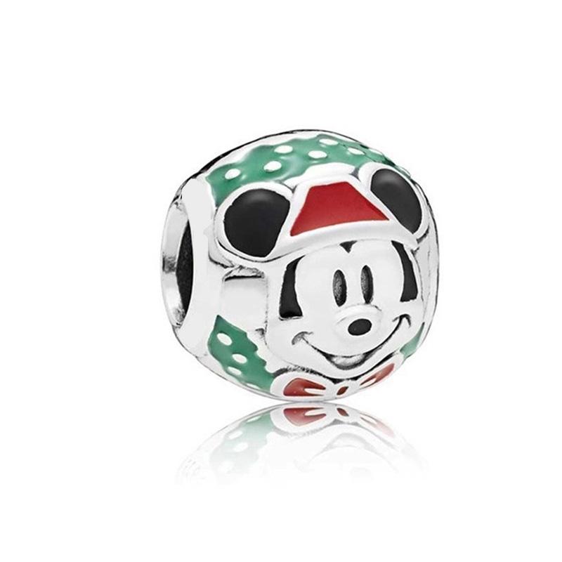 Disney Mickey Minnie Friends Dangle Charm Beads European Silver Bracelet Necklace DIY Jewelry Gift for Kids