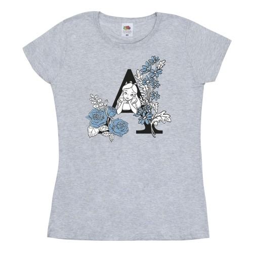 

Disney Womens/Ladies Alice In Wonderland Letter A Cotton T-Shirt XXL білий