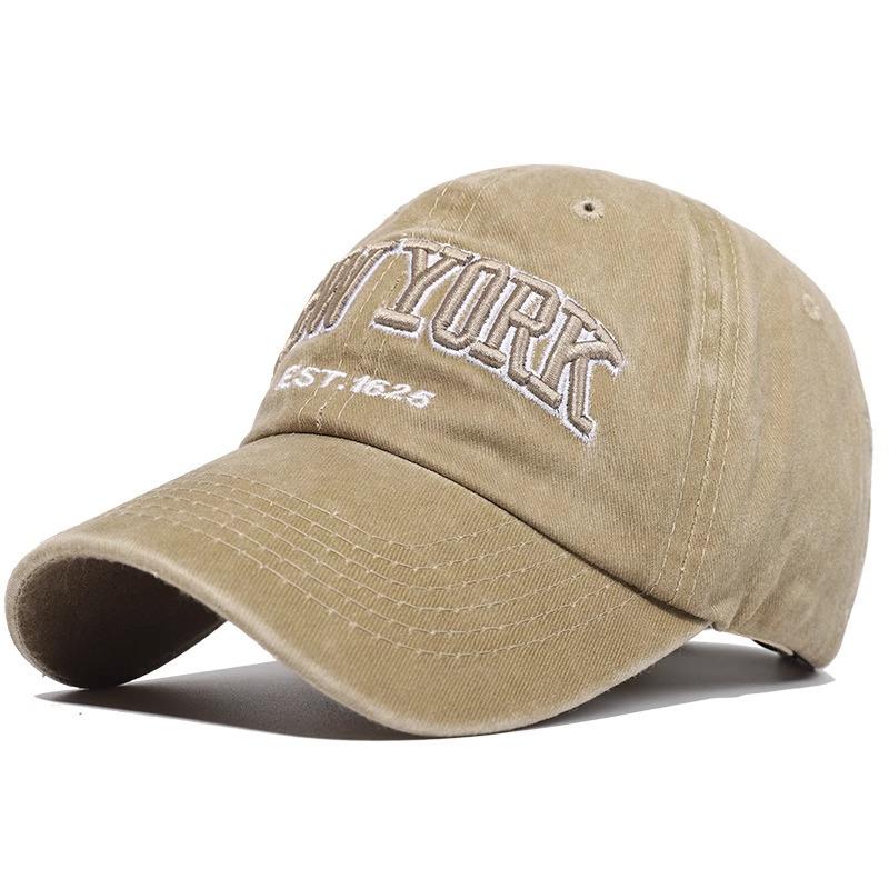Retro English Letter Embroidered Baseball Cap New Style Wash Cotton Denim Baseball Cap Men and Women Sun Protection Sun Hat