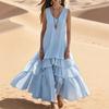 New in spring and summer , Amazon Independent Station cross-border cotton and linen women's loose big skirt sleeveless dress