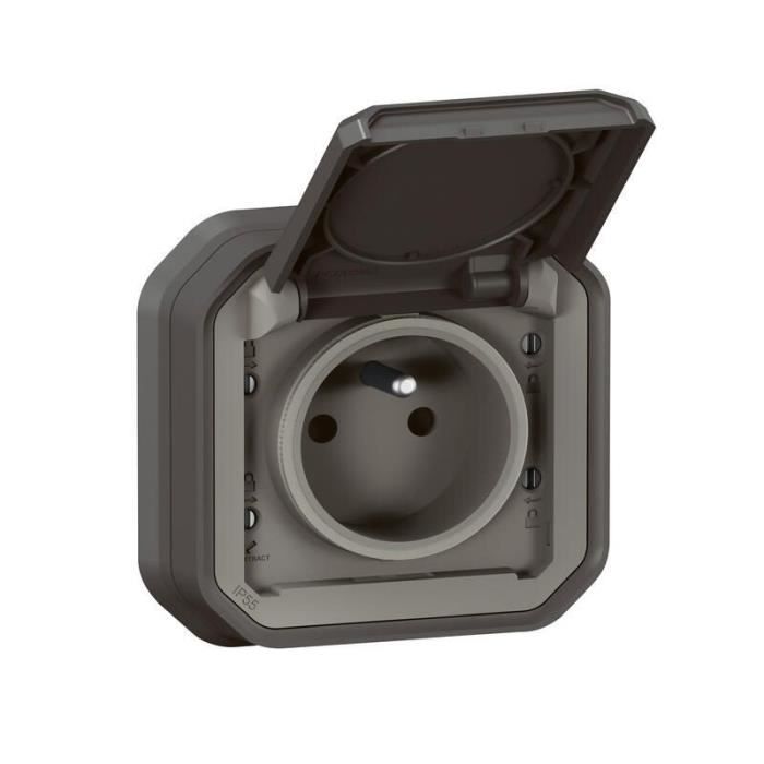 Prise de courant - Plexo - 069860L - 2P+T - Anthracite - IP55 IK08