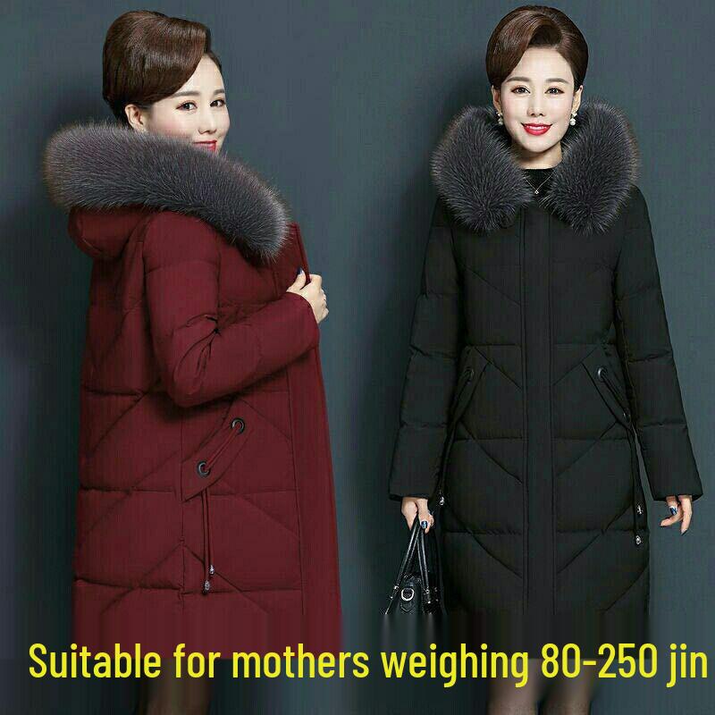 Mid-Length Down Cotton Jacket for Middle-Aged and Elderly Women