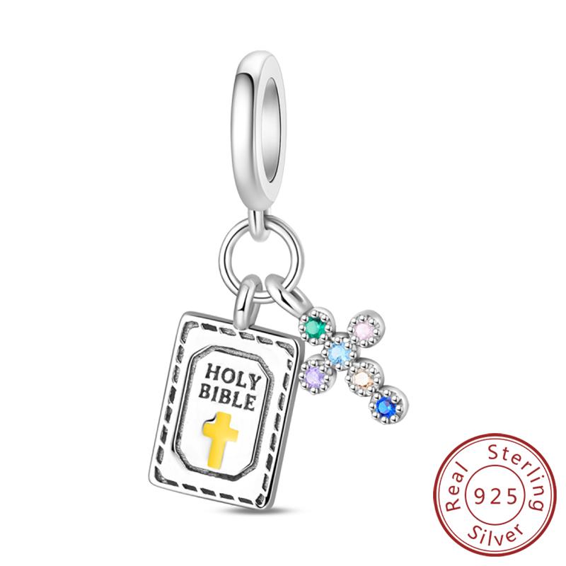 Original Copper Charm Beads Classic Cross Bible Guardian Angel Charms Pendants For Bracelet Diy Birthday Jewelry