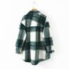 Chaqueta de abrigo a cuadros para mujer, abrigo informal holgado, camisas de lana gruesas de manga larga a la moda para otoño