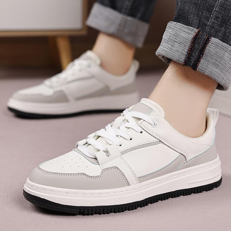 Fashion 2025 Men's Leather Casual Shoes Fashion Lace-Up Sneakers Breathable Male Walking Shoes Lightweight Slip-Resistant Male Footwear