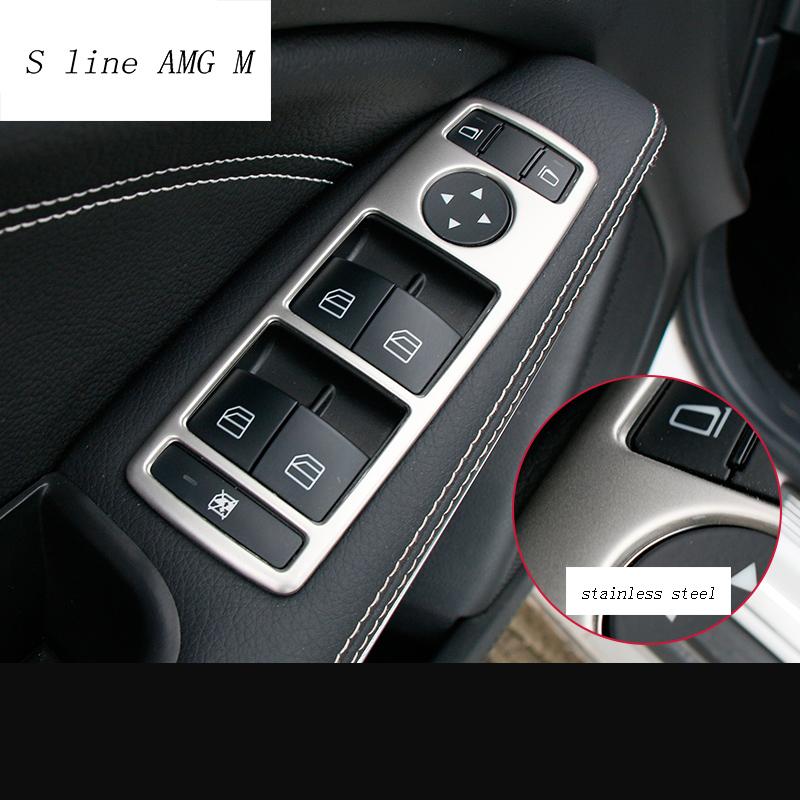 Car Styling Door Armrest Panel Sitcker Trim Auto Window Glass Lift Buttons For Mercedes Benz CLA GLA A Class W117 C117 W176