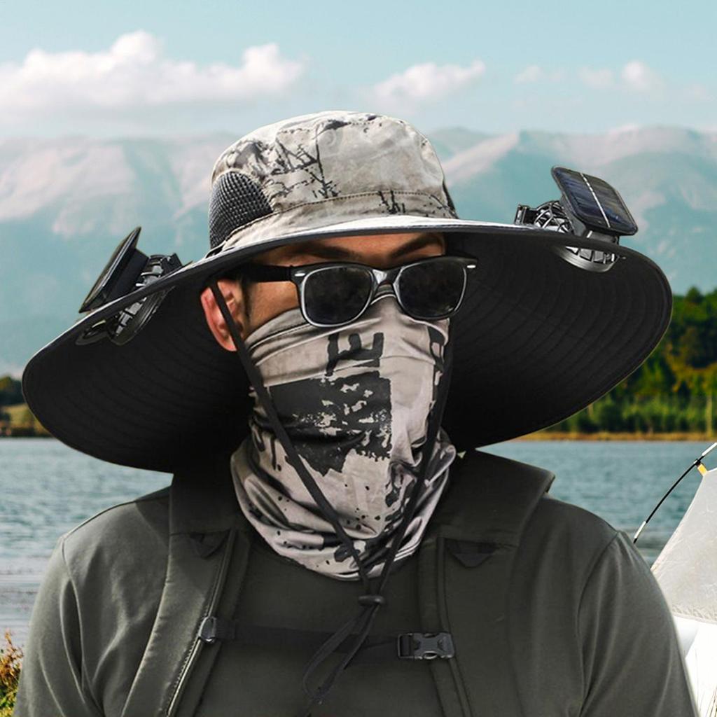 Fan Hat UV Protection Outdoor Fishing Hat With Solar Fan Rechargeable Breathable Visor Cooling UV Protection Fishing Accessories