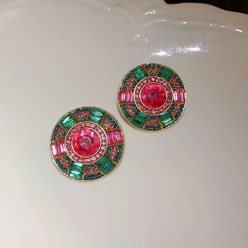 

Винтажные серьги-пусеты в виде цветка с бриллиантами и серебряной иглой - Модные серьги в придворном стиле, легкая роскошь, для женщин