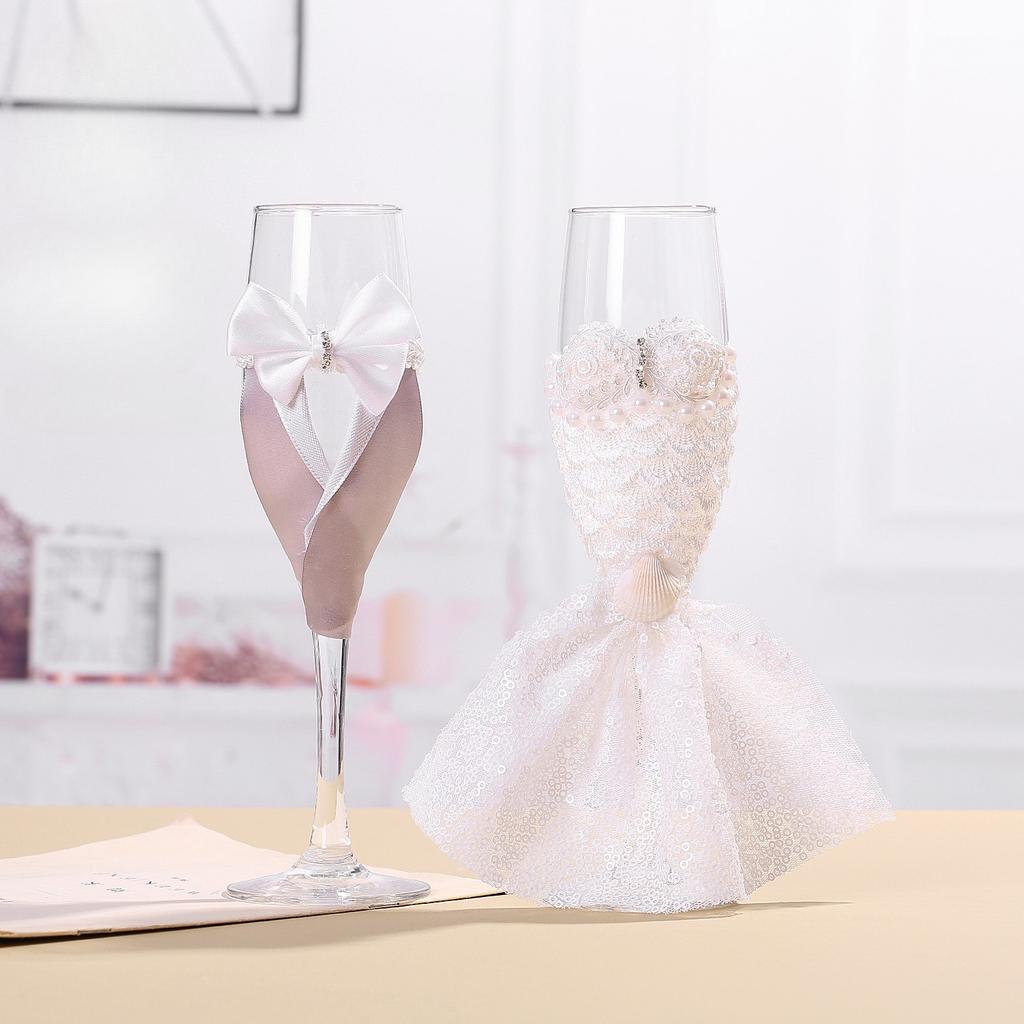 Wedding Champagne Flute Set Romantic Bride Groom Love Toast Glass Cups for Couples