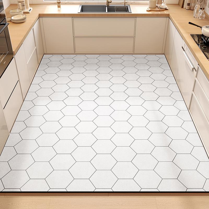 Kitchen Rug PVC Leather Waterproof Non-slip Floot Mat Large Size Oil-proof Stain-resistant Foot Mats Modern Home Decor Carpet