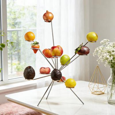 Exploding Fruit Bowl Art Floating Fruit Display Stand 360-Degree Full Ventilation Keeps Fresh Metallic Sculpture for Kitchen Dining Centerpiece Decor