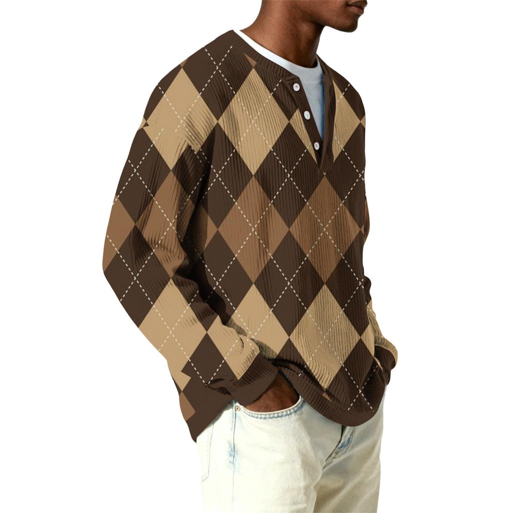 Herren Button-Down Kragen Langarm Rippstrick Pullover