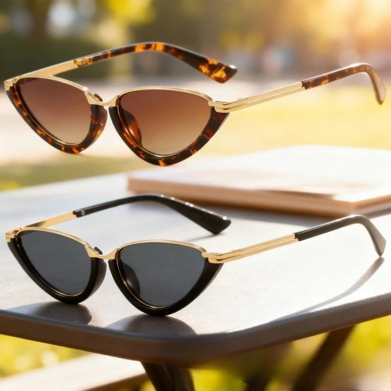 Stylish And Sophisticated Triangular Cat-Eye Sunglasses Women'S Ins Style Trendy Street-Style Uv-Protective Eyewear Men Goggles