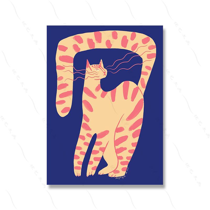 Nordic Abstract Animal Poster Red Pink Green Tiger Canvas Painting Funny Wall Art Prints Picture Kid Bed Room Home Decor