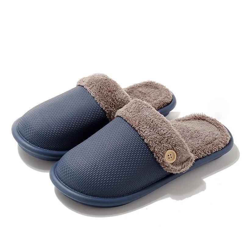 Winter cotton slippers can be disassembled and washed men's and women's shoes are warm couple's home added with plush slippers
