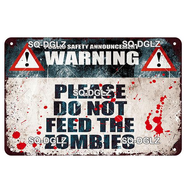 Zombie Dog Metal Sign Vintage Warning Plaque Wall Decor Man Cave Gift