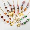 Personality Flower Pendant Necklace Bead Colorful Resin Necklace Floral Chain Choker  Spicy Girls