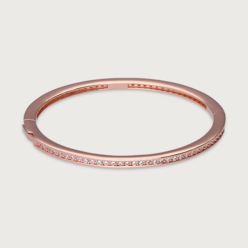 Herinov 14K Gold Eternity Pavé Bangle - White Diamond Colored Cubic