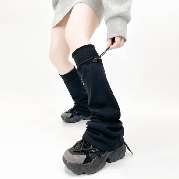 Harajuku Leg Covers with Adjustable Drawstring Punk Grunge Baggy Footless Socks Leg Warmers Gaiters Streetwear for Women