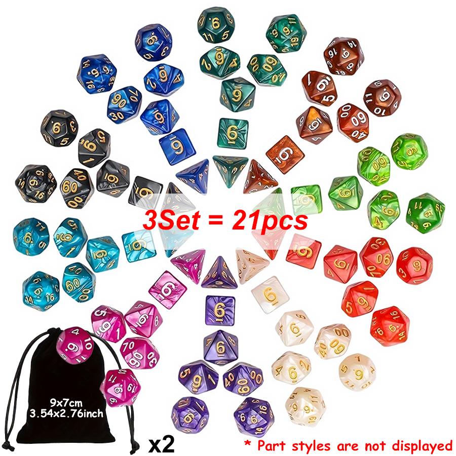 7-28pcs Polyhedral Dice Set with 1-4pcs Black Storage Bag Color Number Polyhedra Dice RPG D&D Role-playing Games Accessories